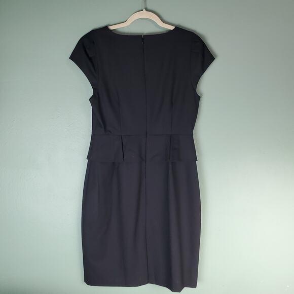 J. Crew Factory Womens Black Wool Blend Peplum Sheath Career Work Dress Size 10 - Picture 2 of 6